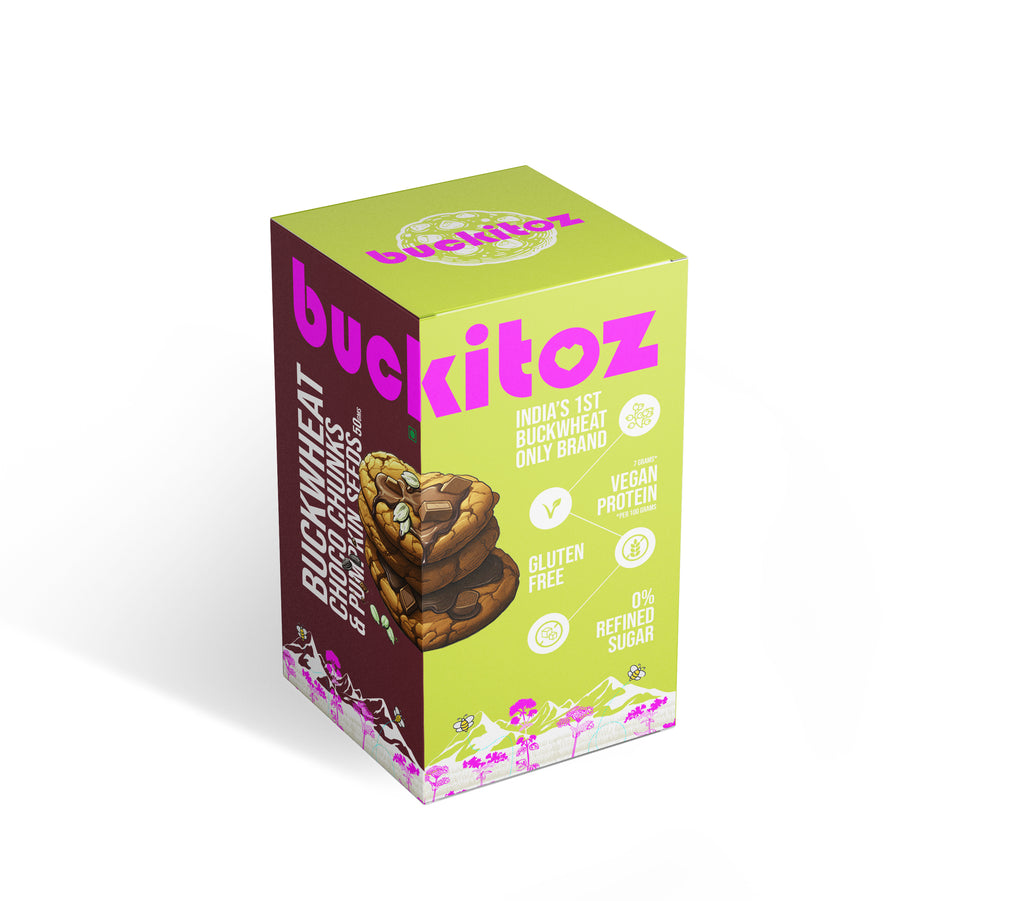 Buckitoz Choco Cookies with Pumpkin Seeds - Gluten free healthy cookies made with no maida. Preservative free tea time snack. Healthy cookies, Best cookies for kids.