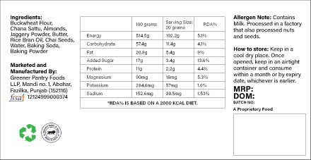 Chana Sattu Cookies Monthly Plan
